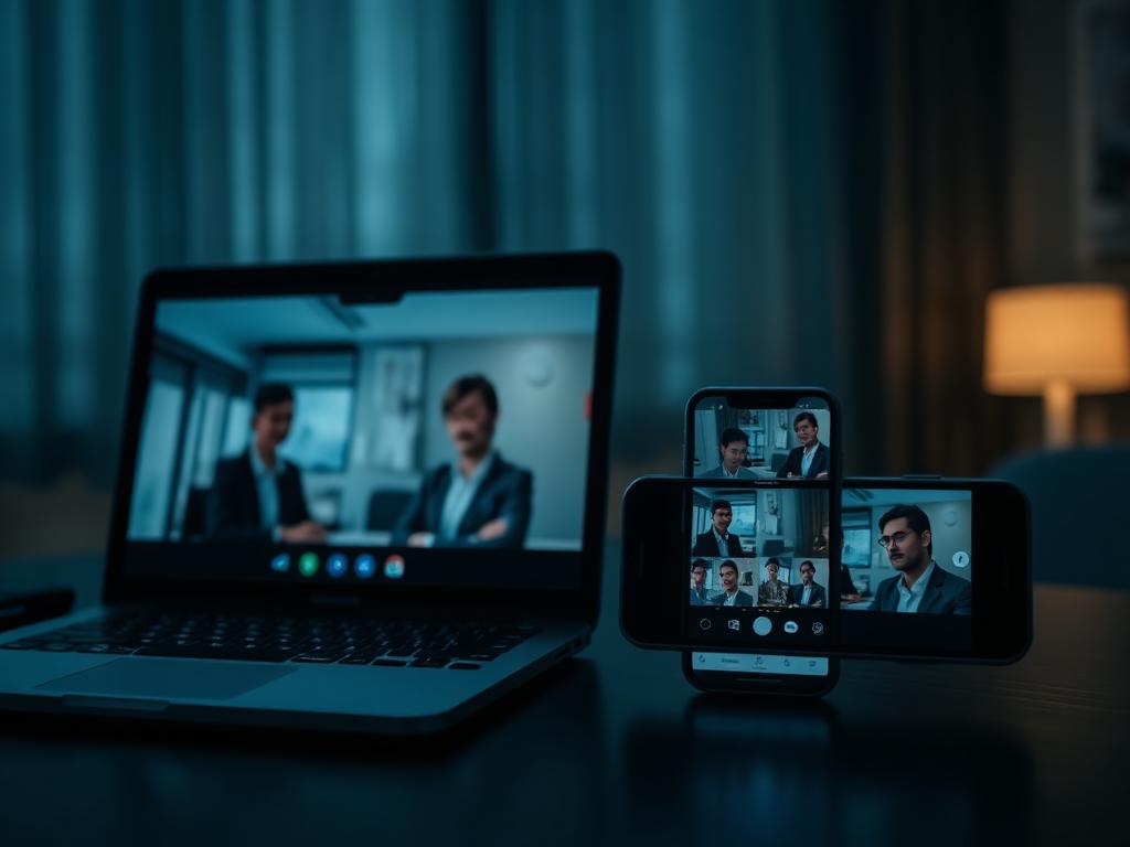 Encontros ao vivo no laptop e celular